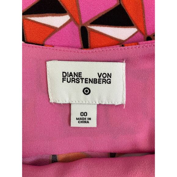 New Diane Von Furstenberg x Target DVF 90's Shift Pink Modern Geo Mini Dress 00 - Picture 6 of 8